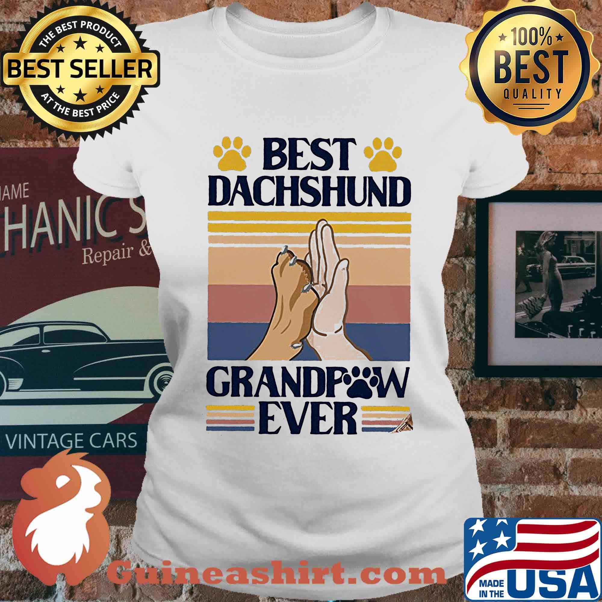 Best dachshund grandpaw ever vintage retro s Ladies tee