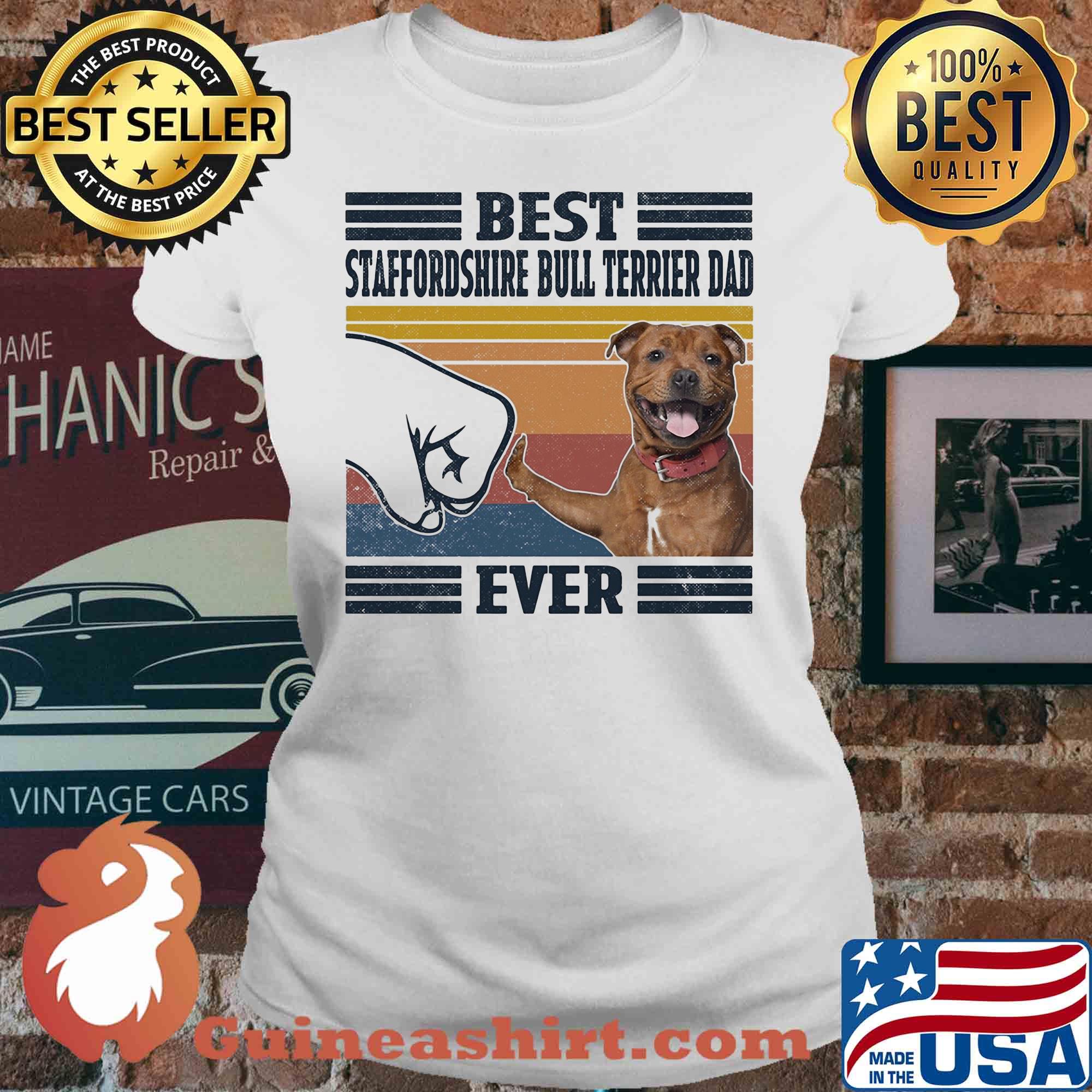 Best Staffordshire bull terrier dad ever vintage s V-neck