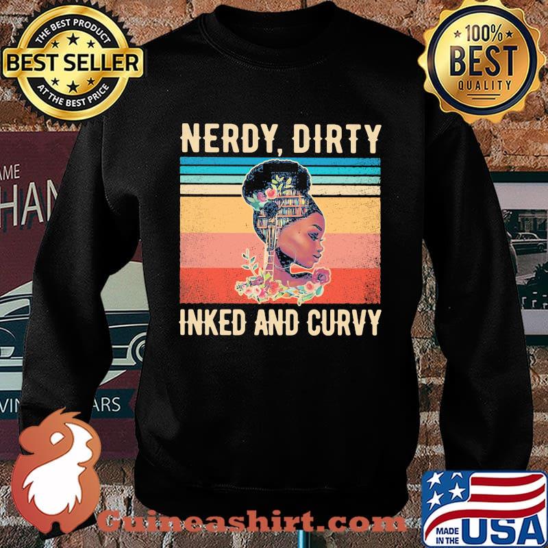 Black girl books flowers nerdy dirty inked and curvy vintage retro s Sweater