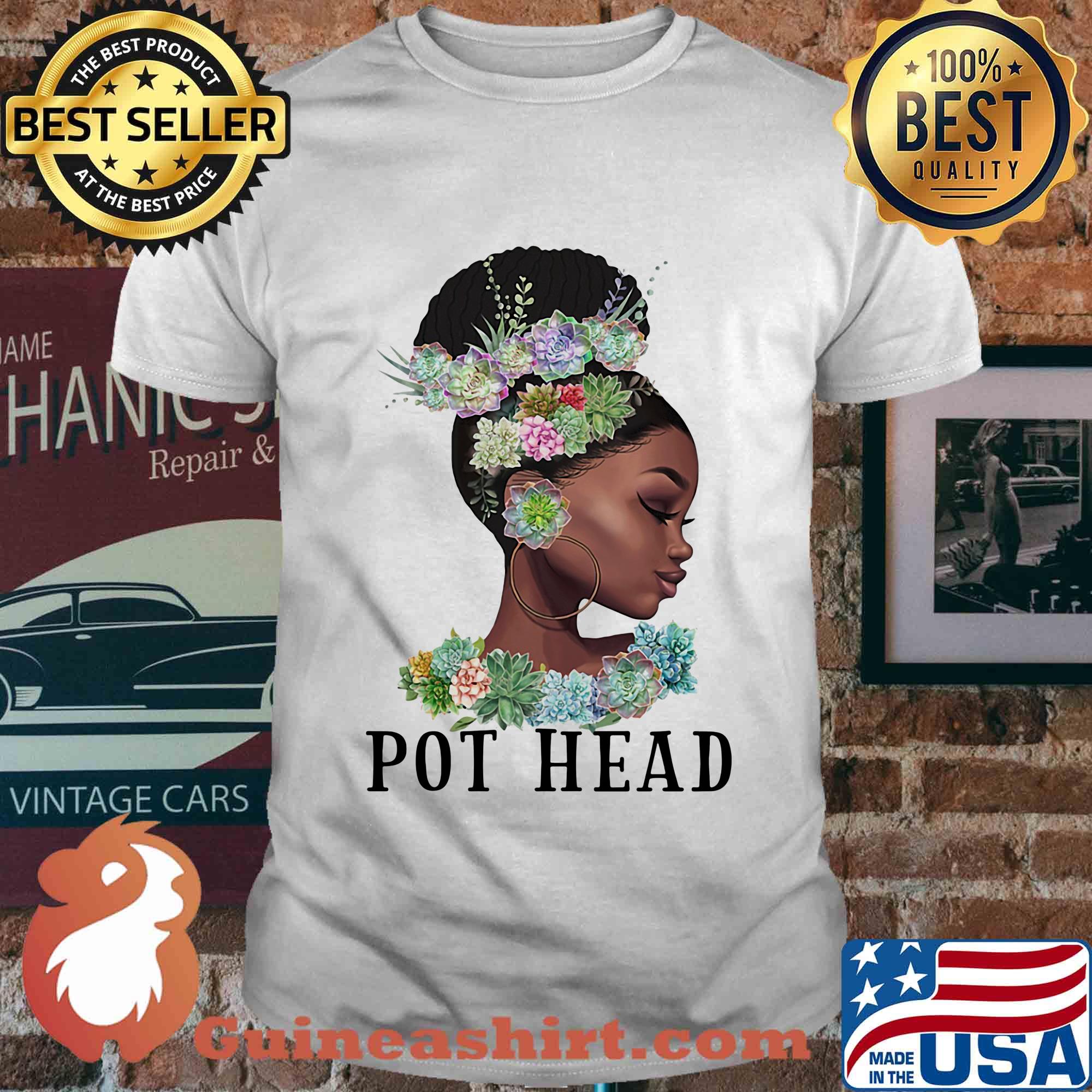 Black girl flower pot head shirt