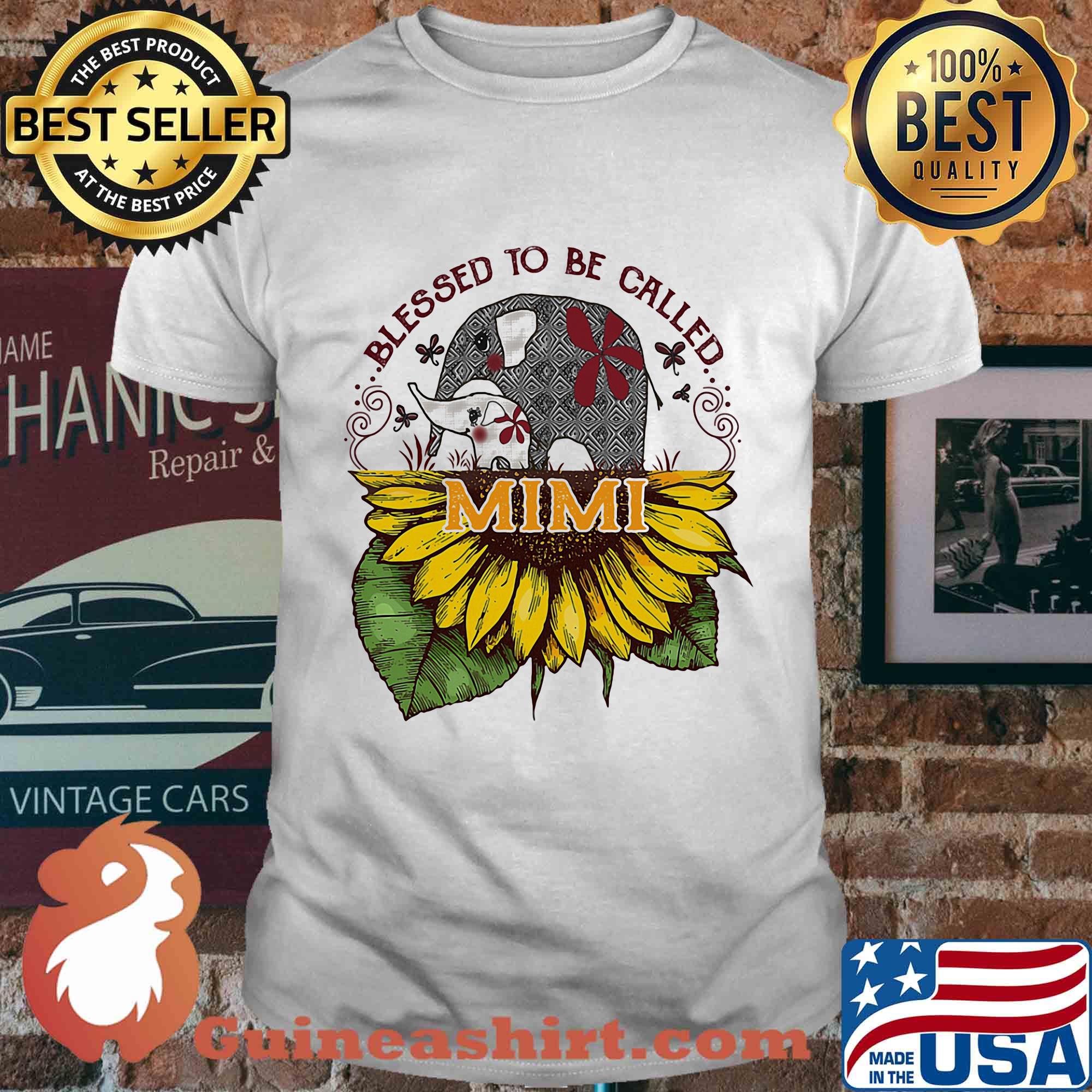 Blessed to be called mimi sunflower elephant shirt
