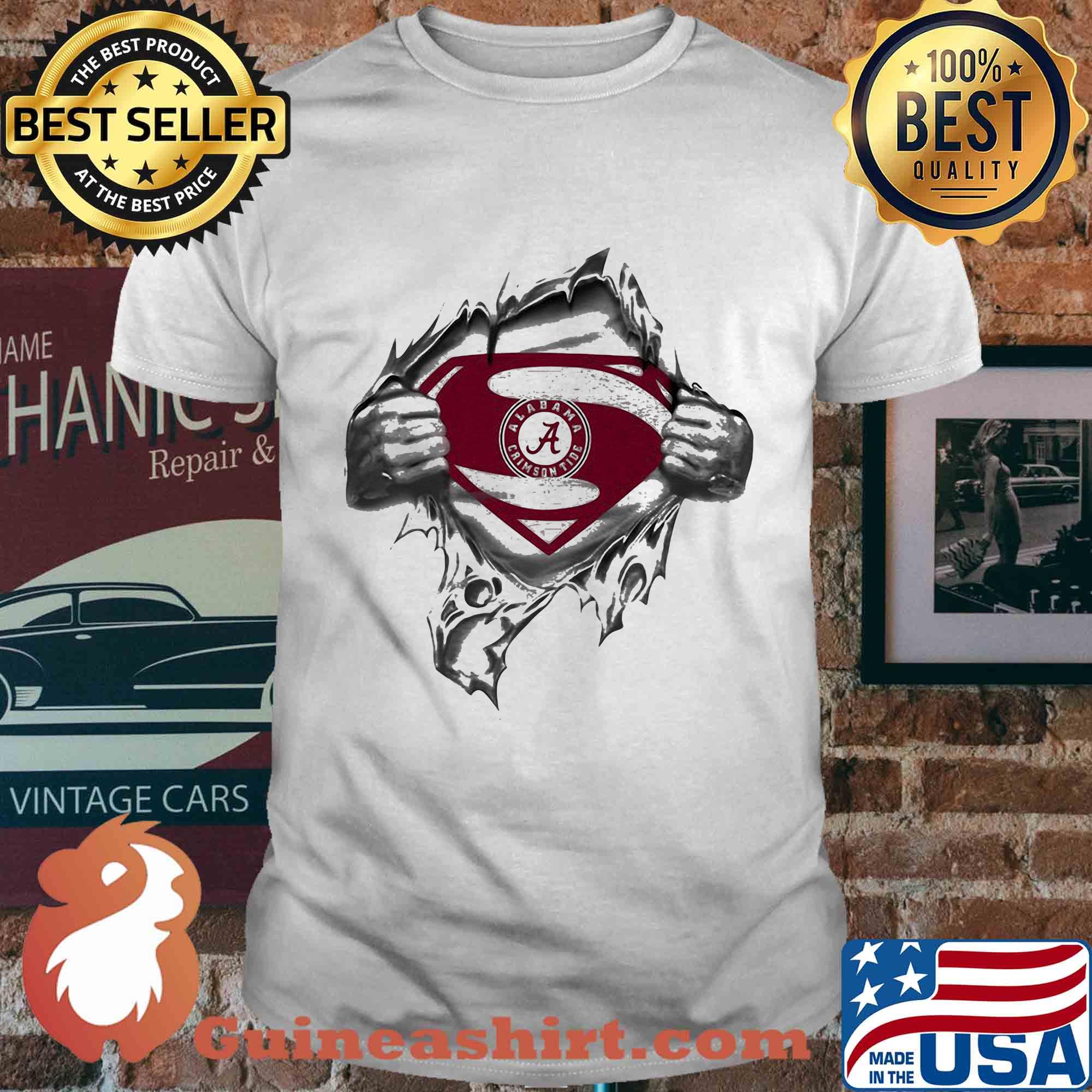 Blood insides superman alabama crimson tide shirt