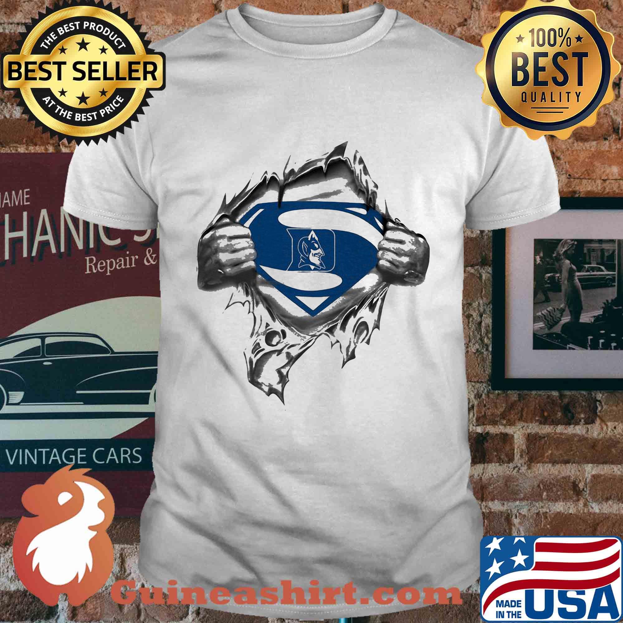 Blood insides superman duke blue devils shirt
