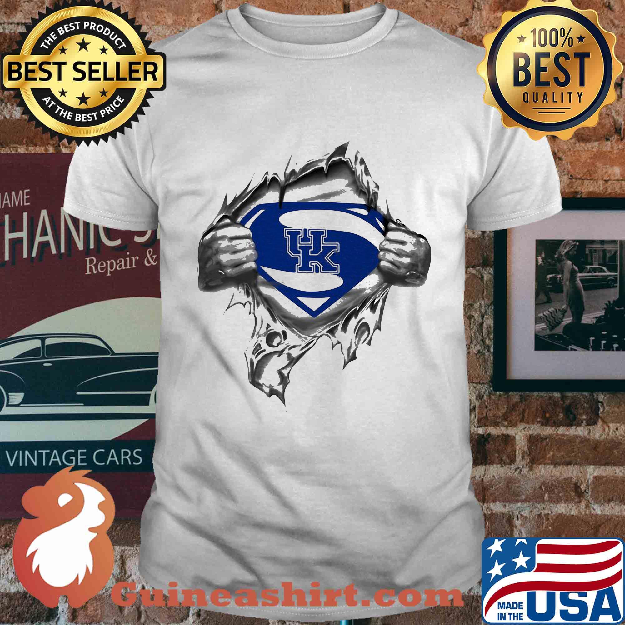 Blood insides superman kentucky wildcats logo shirt