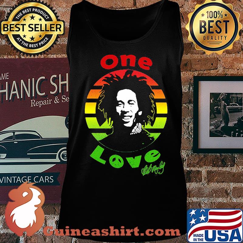 Bob marley one love signature juneteenth black lives matter vintage retro s Tank top