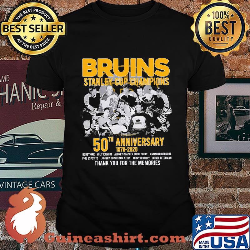 Boston bruins football team stanley cup champions 50th anniversary 1970 2020 thank you for the memories shirt