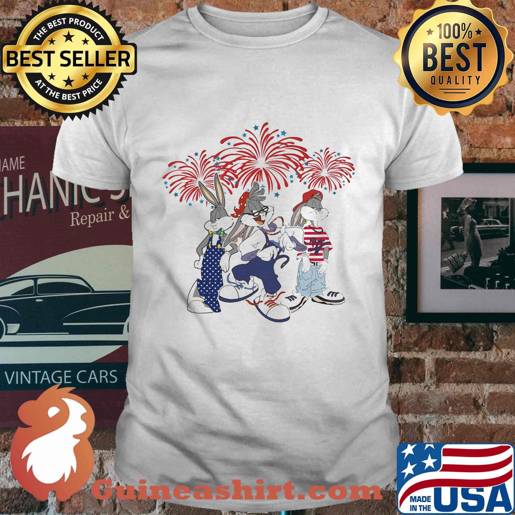Bugs bunny firework american flag independence day shirt