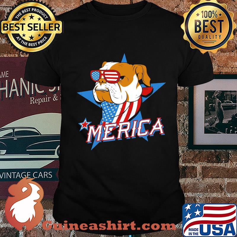 Bulldog merica american flag independence day shirt