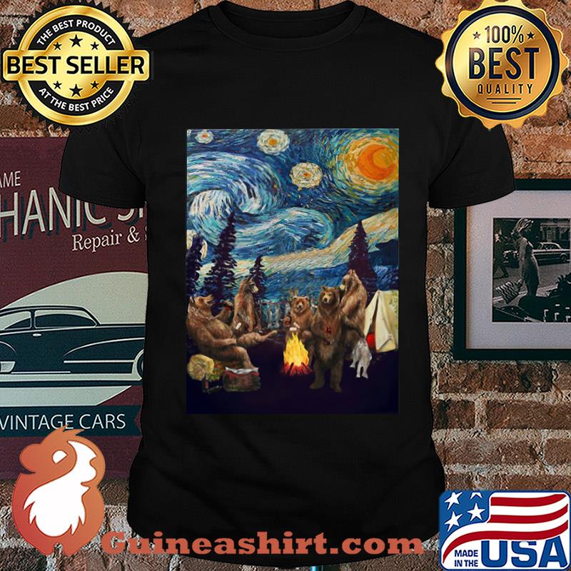 Campfire starry night bear vincent Van gogh shirt