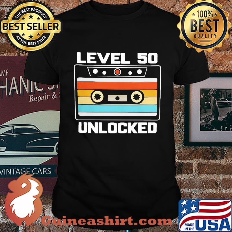 Cassette level 50 unlocked vintage retro shirt
