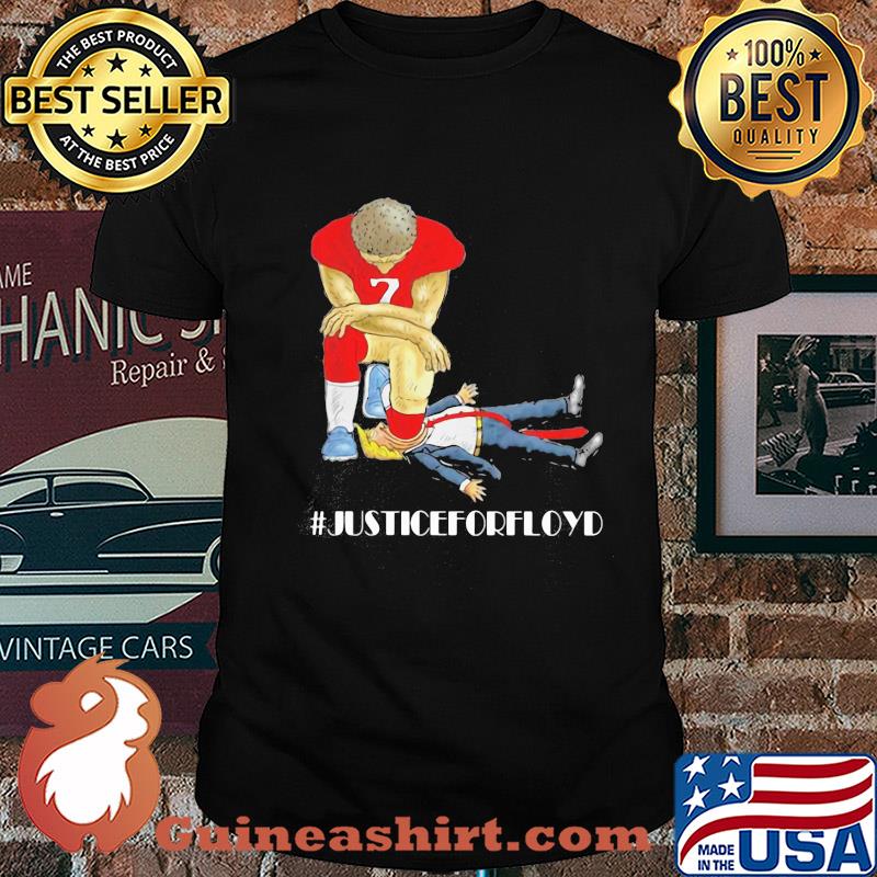 Colin kaepernick taking knee on mouth trump justice for Floyd shirt