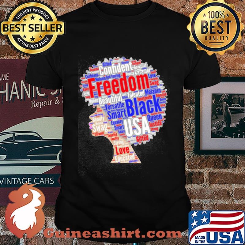 Confident caramel freedom versatile smart black queen USA shirt