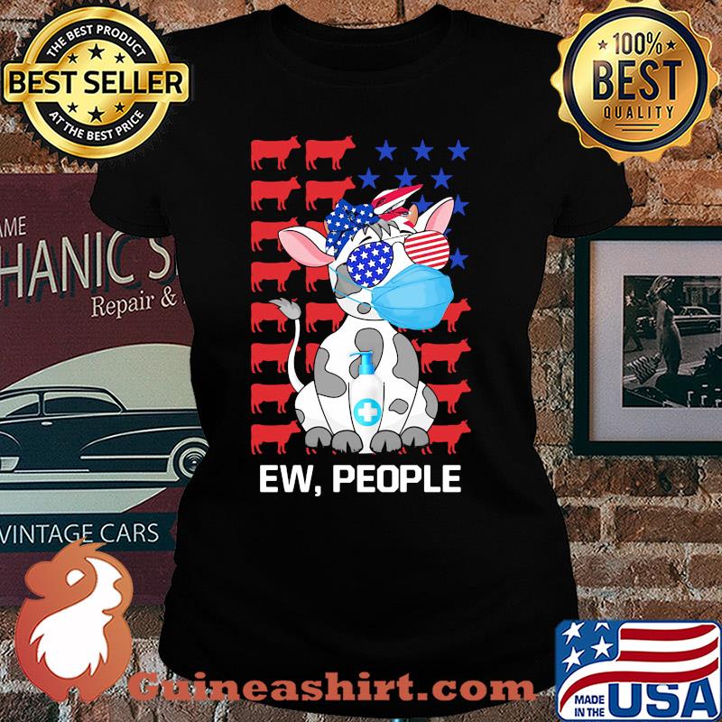 Cow mask hug soap ew people american flag independence day s Ladies tee