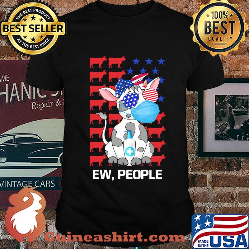 Cow mask hug soap ew people american flag independence day shirt