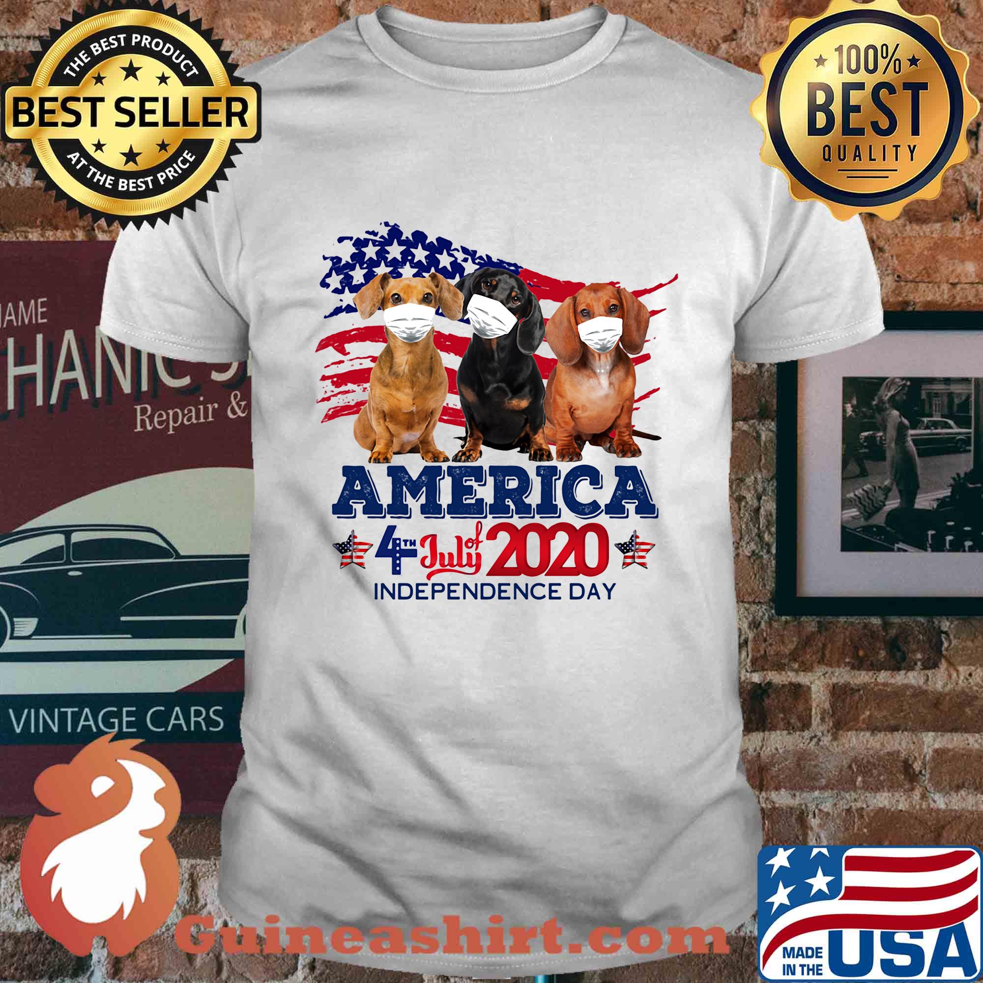 Dachshund mask america 4 july of 2020 independence day shirt