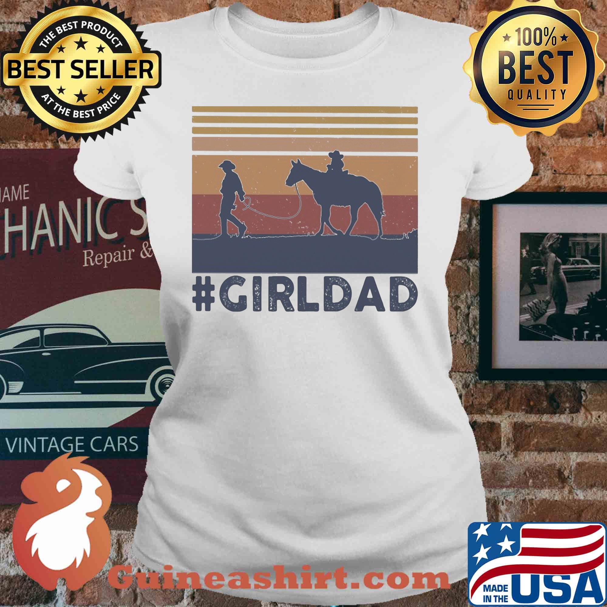 Dad and daughter horse girl dad vintage s V-neck