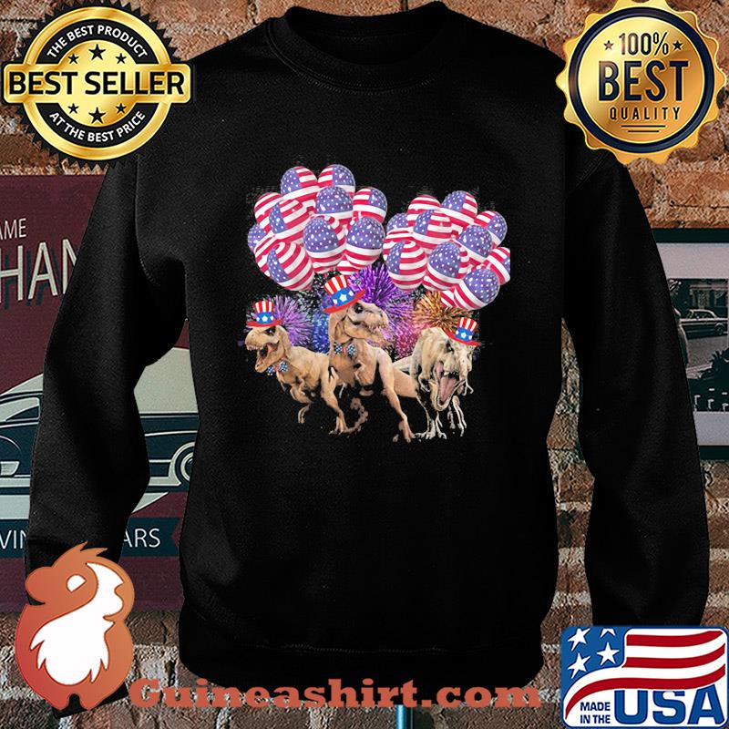 Dinosaur balloon american flag independence day s Sweater