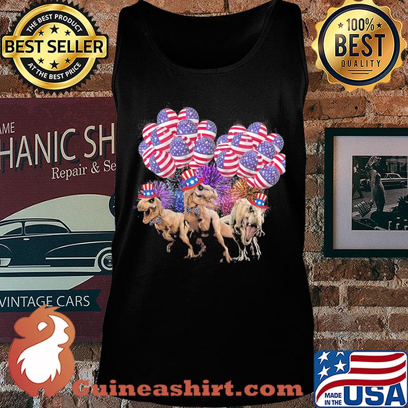 Dinosaur balloon american flag independence day s Tank top