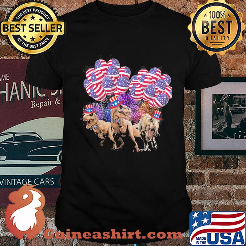 Dinosaur balloon american flag independence day shirt