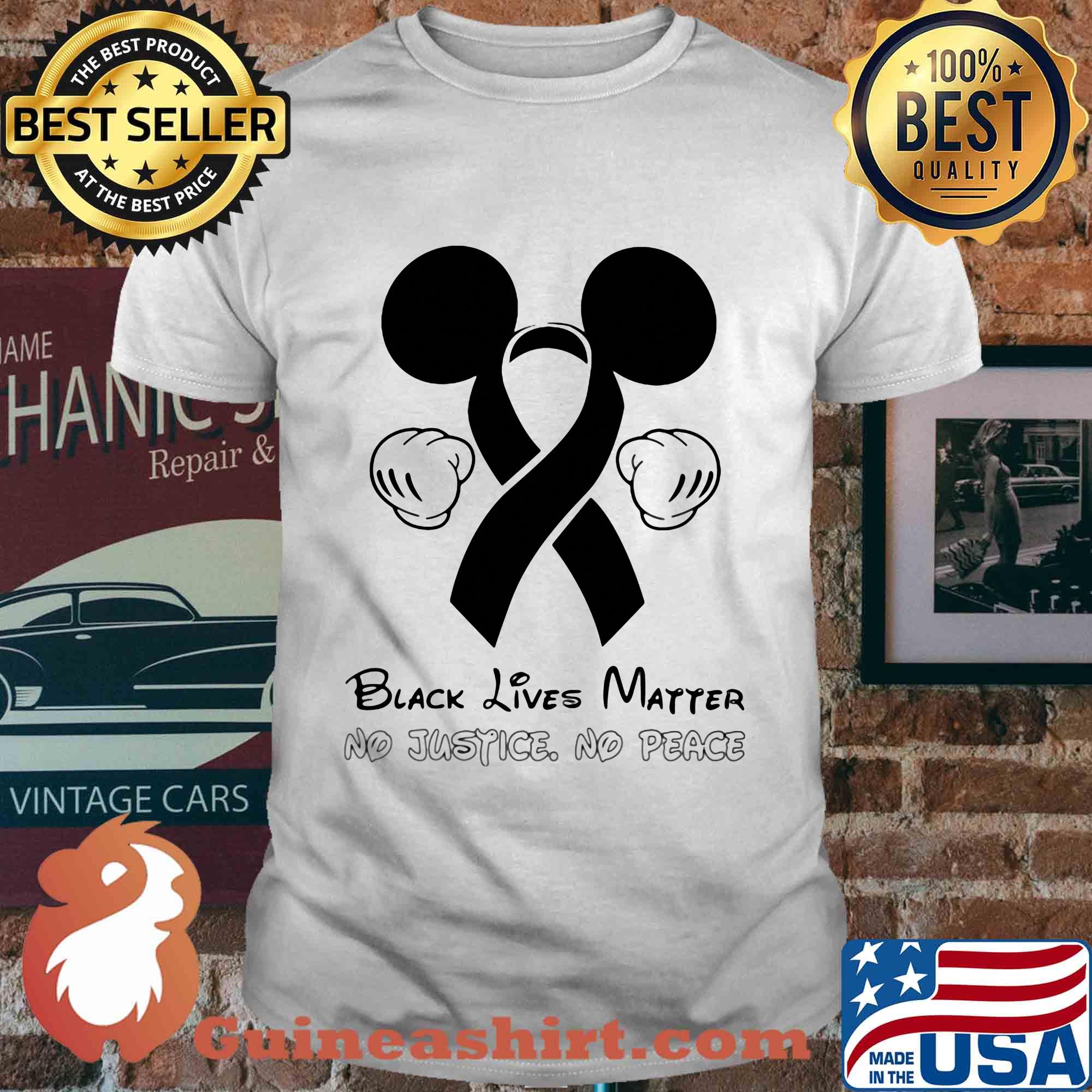Disney mickey mouse black lives matter no justice no peace cancer awareness shirt