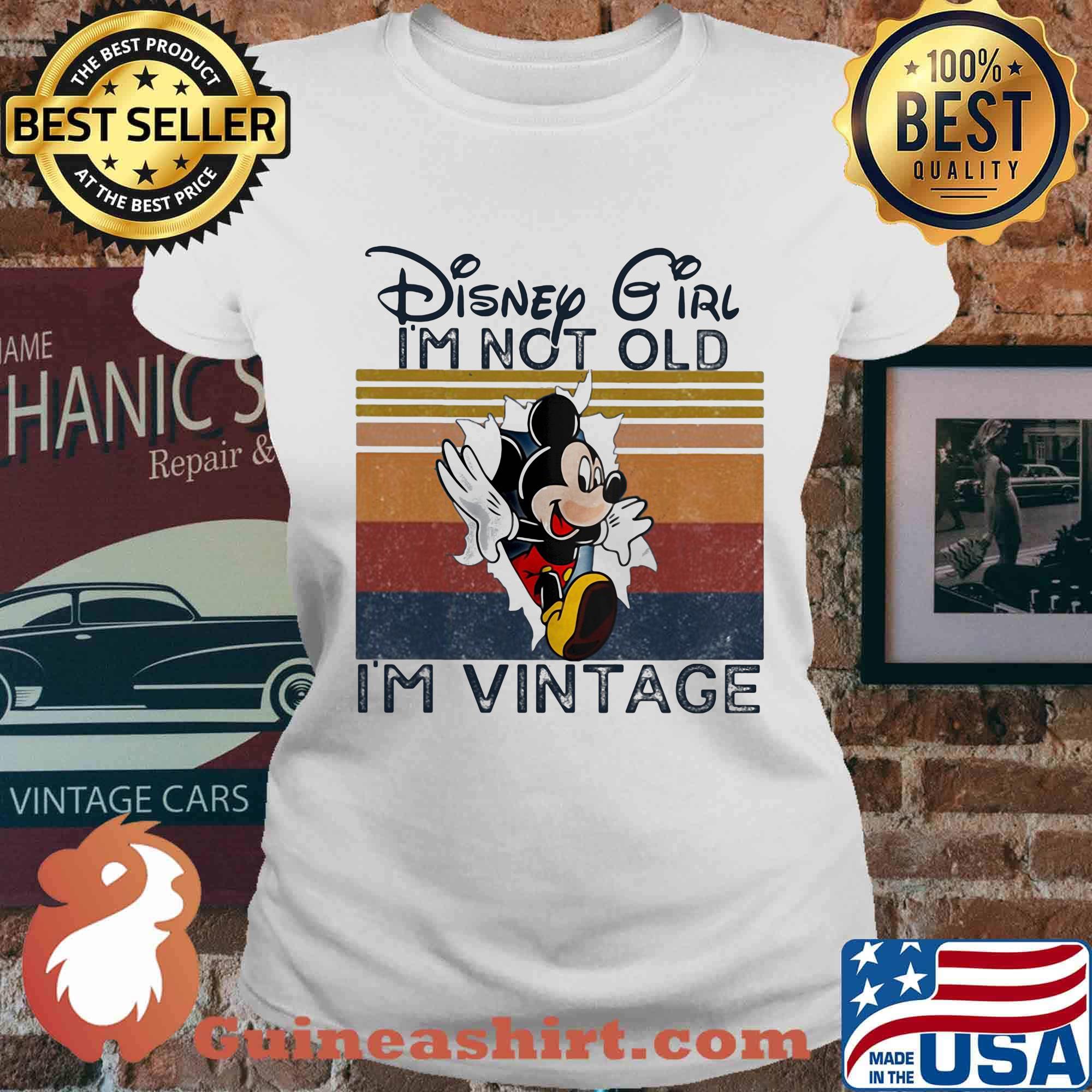 Disney mickey mouse disney girl i'm not old i'm vintage retro s Ladies tee