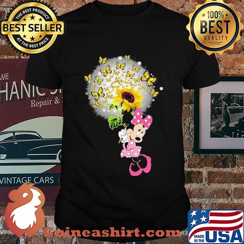 Disney minnie mouse holding sunflower butterflies shirt