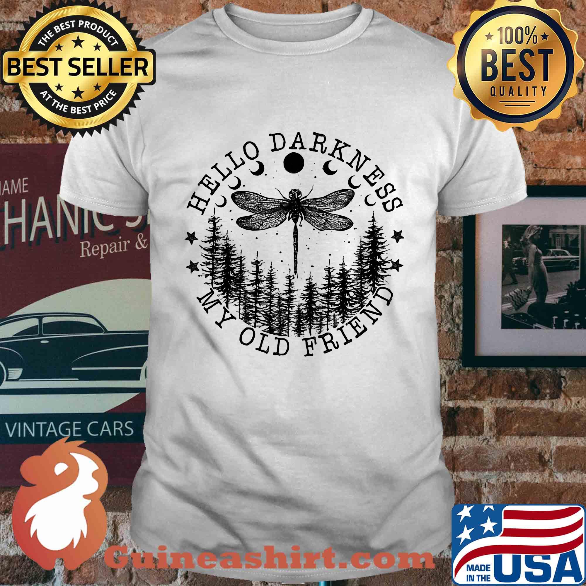 Dragonfly hello darkness my old friend tree shirt