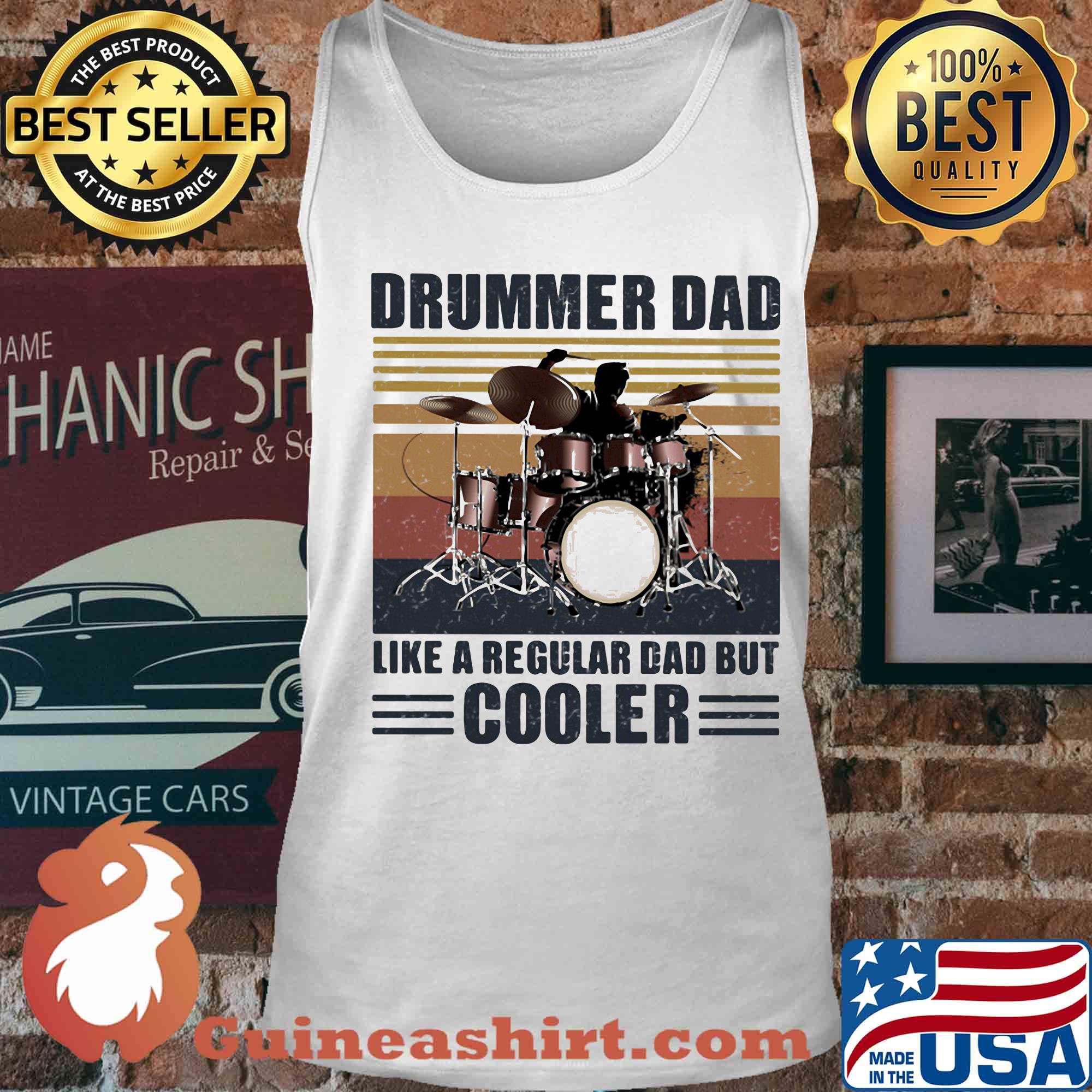 Drummer dad like a regular dad but cooler vintage retro s Tank top