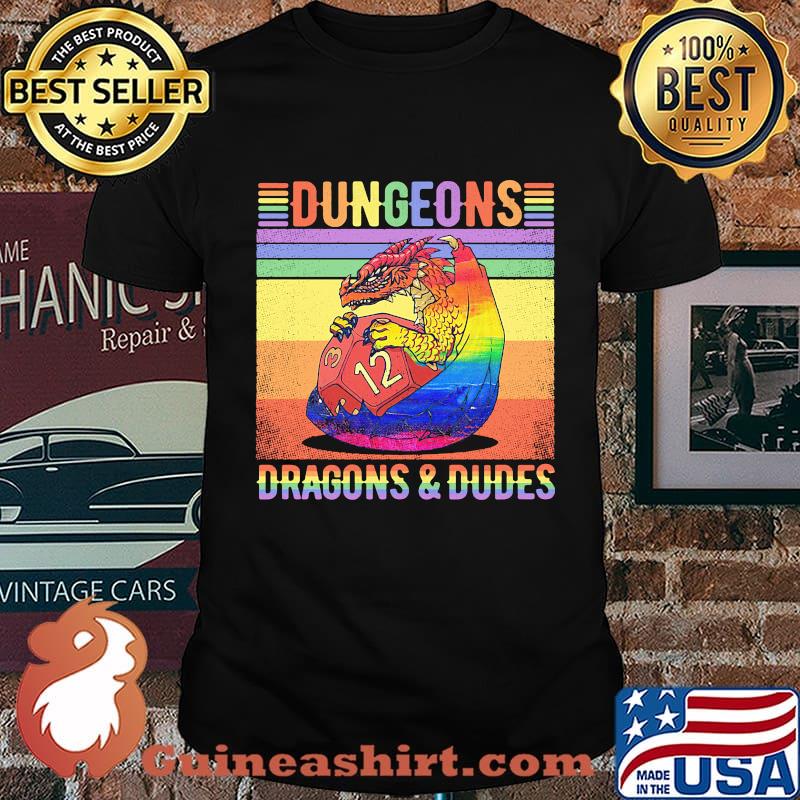 Dungeons Dragons And Dudes LGBT Vintage Retro Shirt