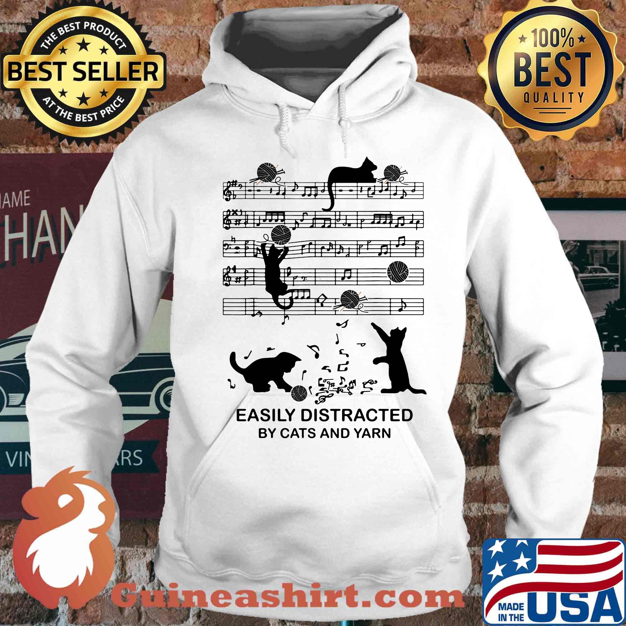 Easily distracted by cats and yarn music s Hoodie