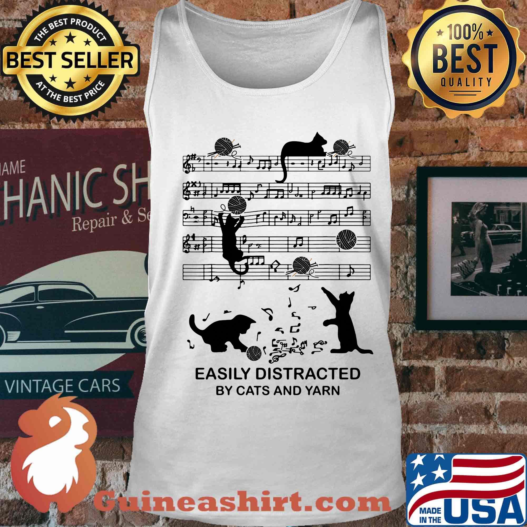 Easily distracted by cats and yarn music s Tank top