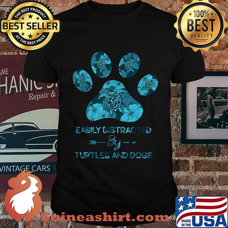 Easily Distracted By Turtles And Dogs Footprints Shirt
