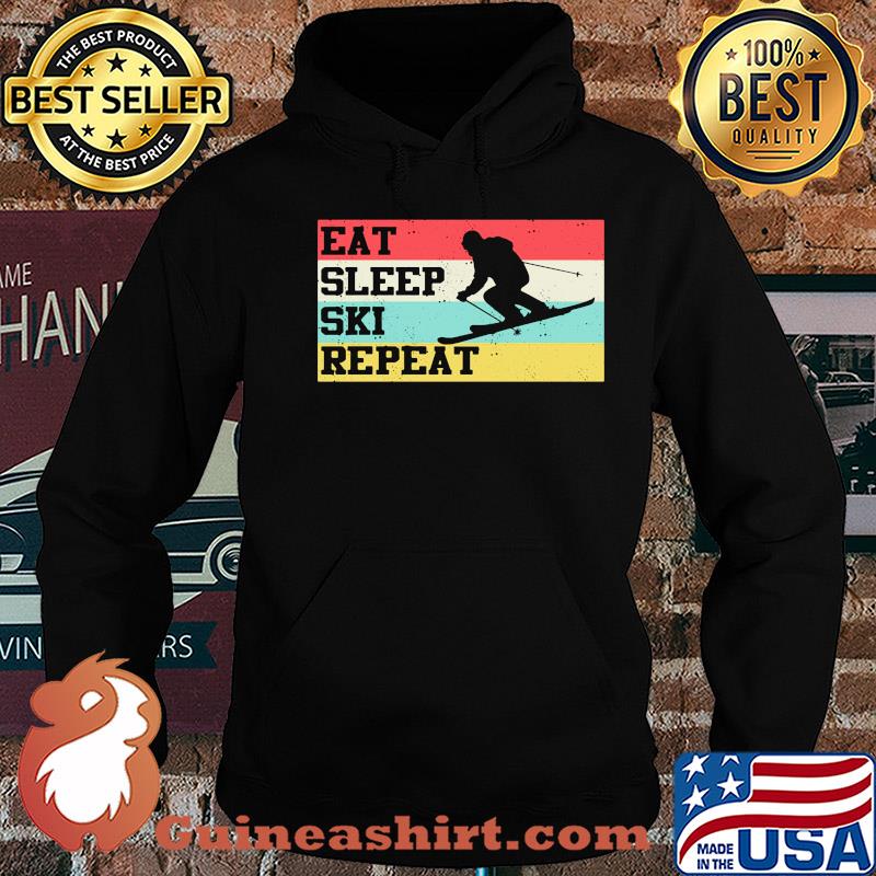 Eat sleep ski repeat vintage retro s Hoodie