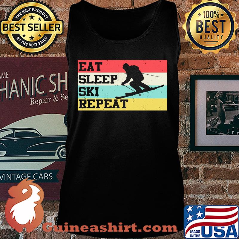 Eat sleep ski repeat vintage retro s Tank top