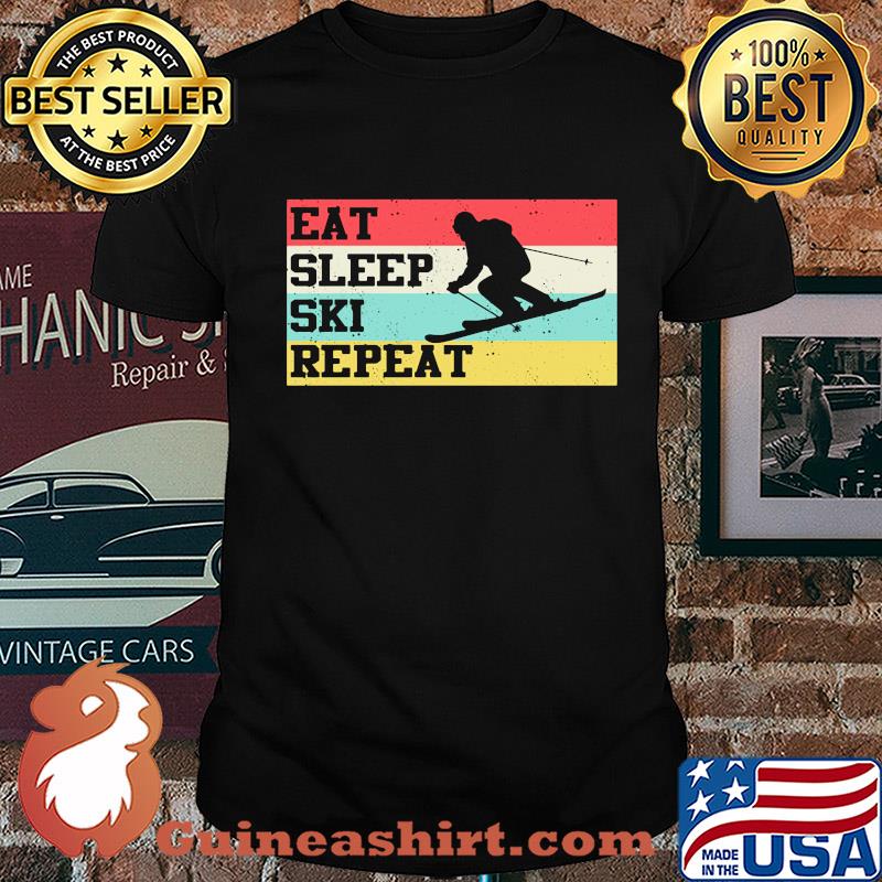 Eat sleep ski repeat vintage retro shirt