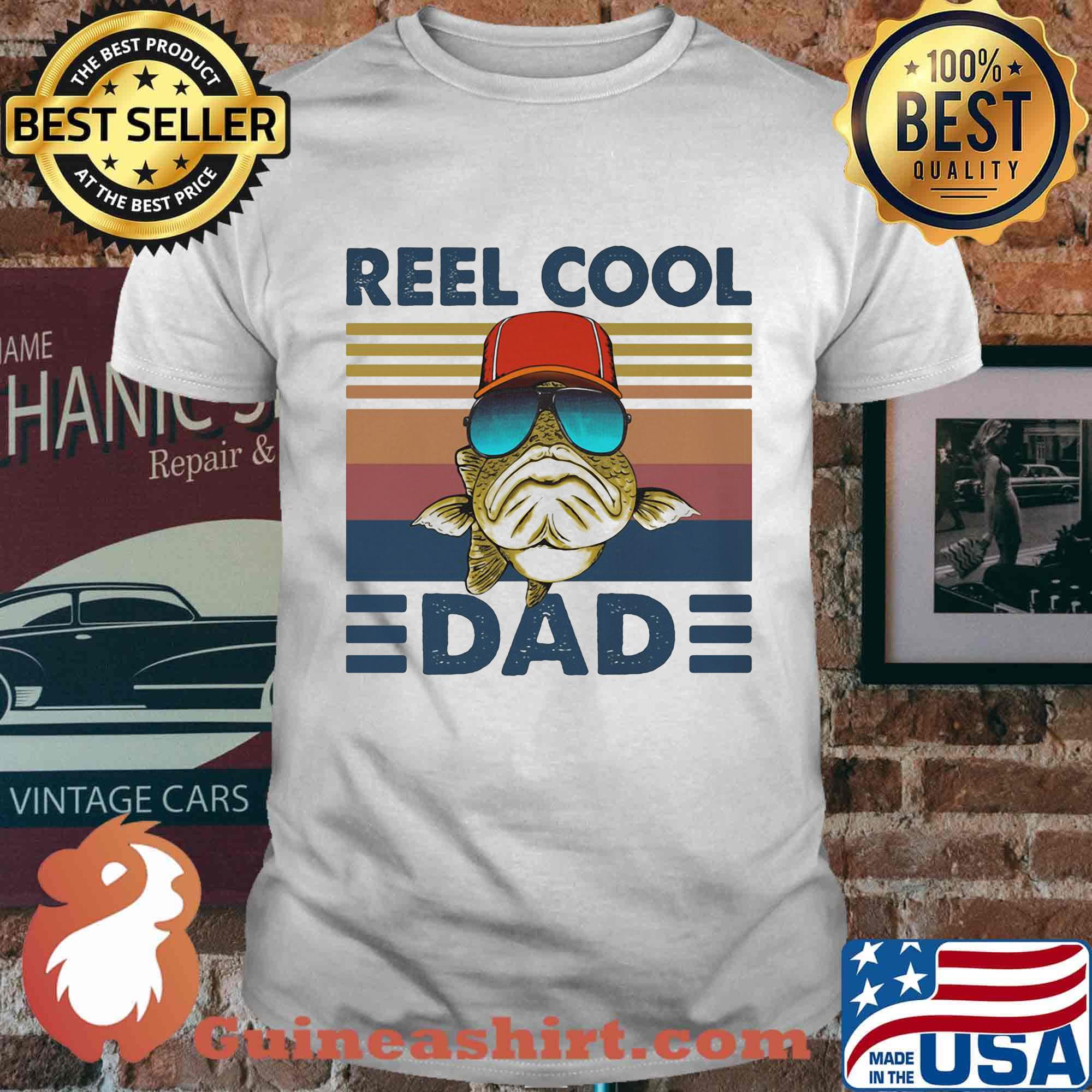 Fish glasses reel cool dad vintage retro shirt