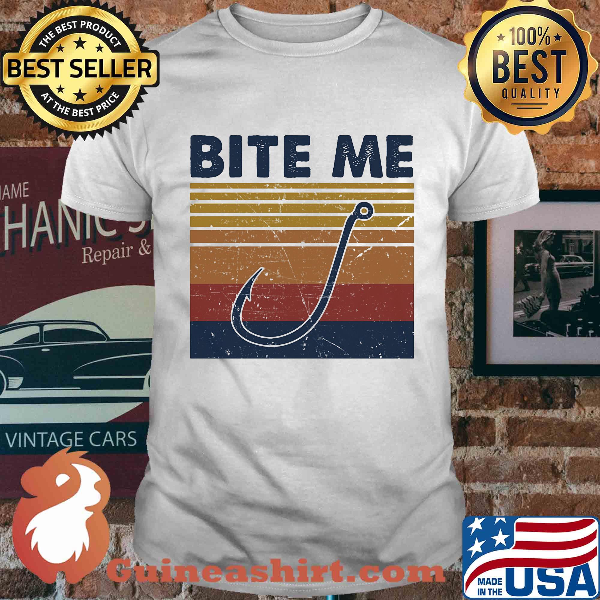 Fishing bite me vintage retro shirt
