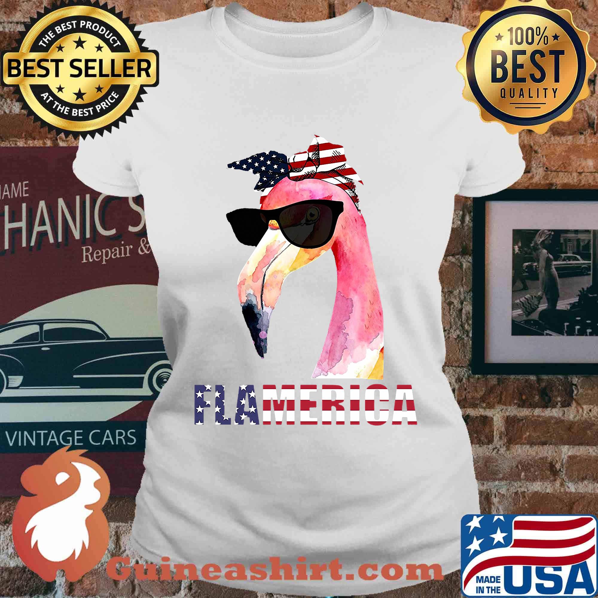 Flamingo flamerica america 4th of july independence day s Ladies tee