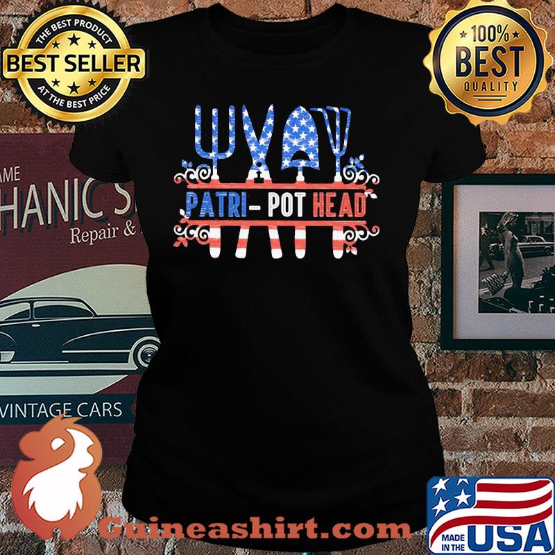 Garden patri-pot head american flag independence day s Ladies tee