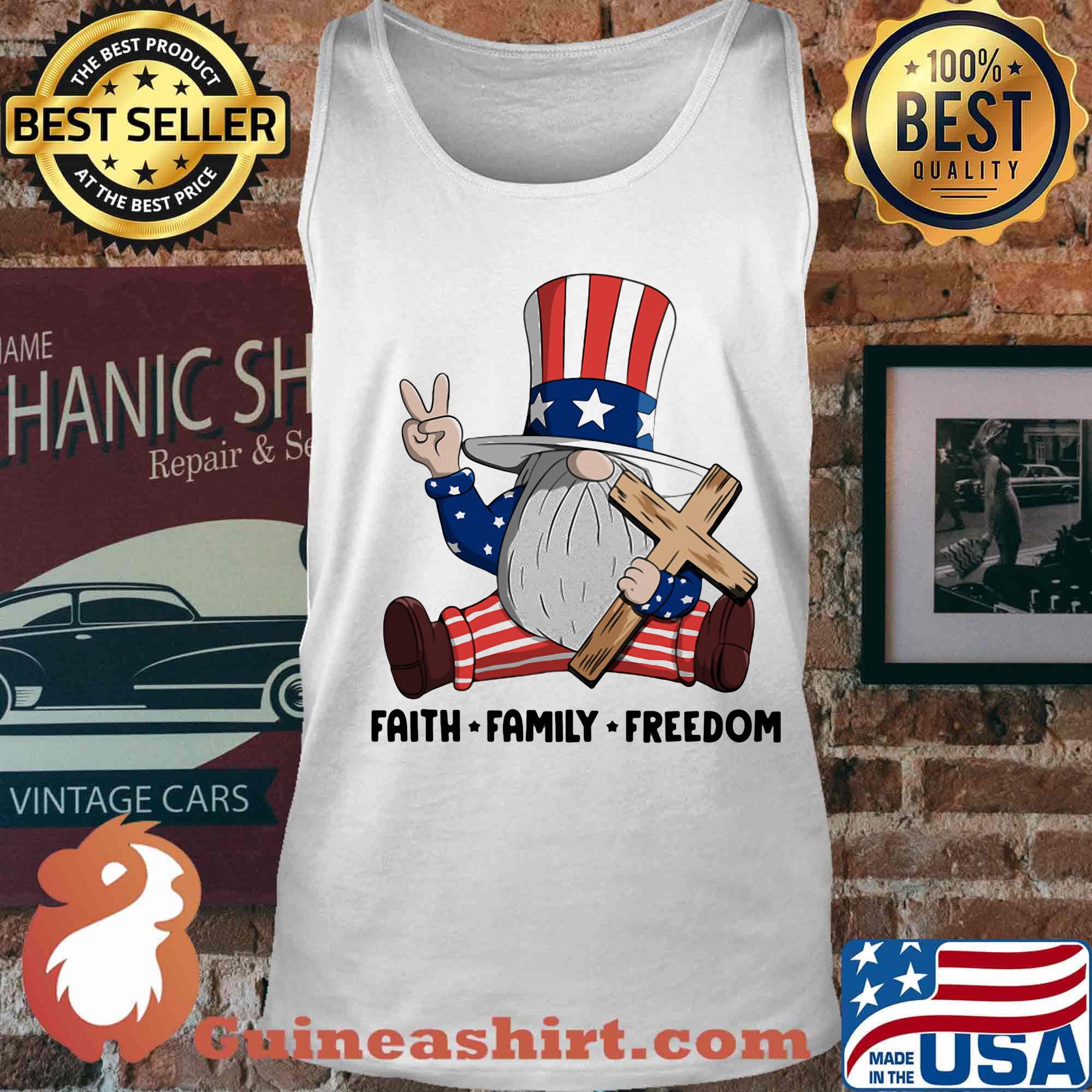 Gnomes faith family freedom firework american independence day s Tank top