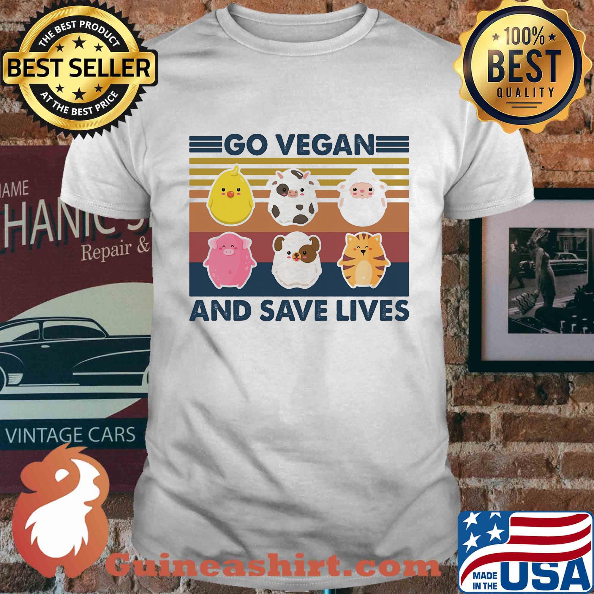Go vegan animal and save lives vintage shirt
