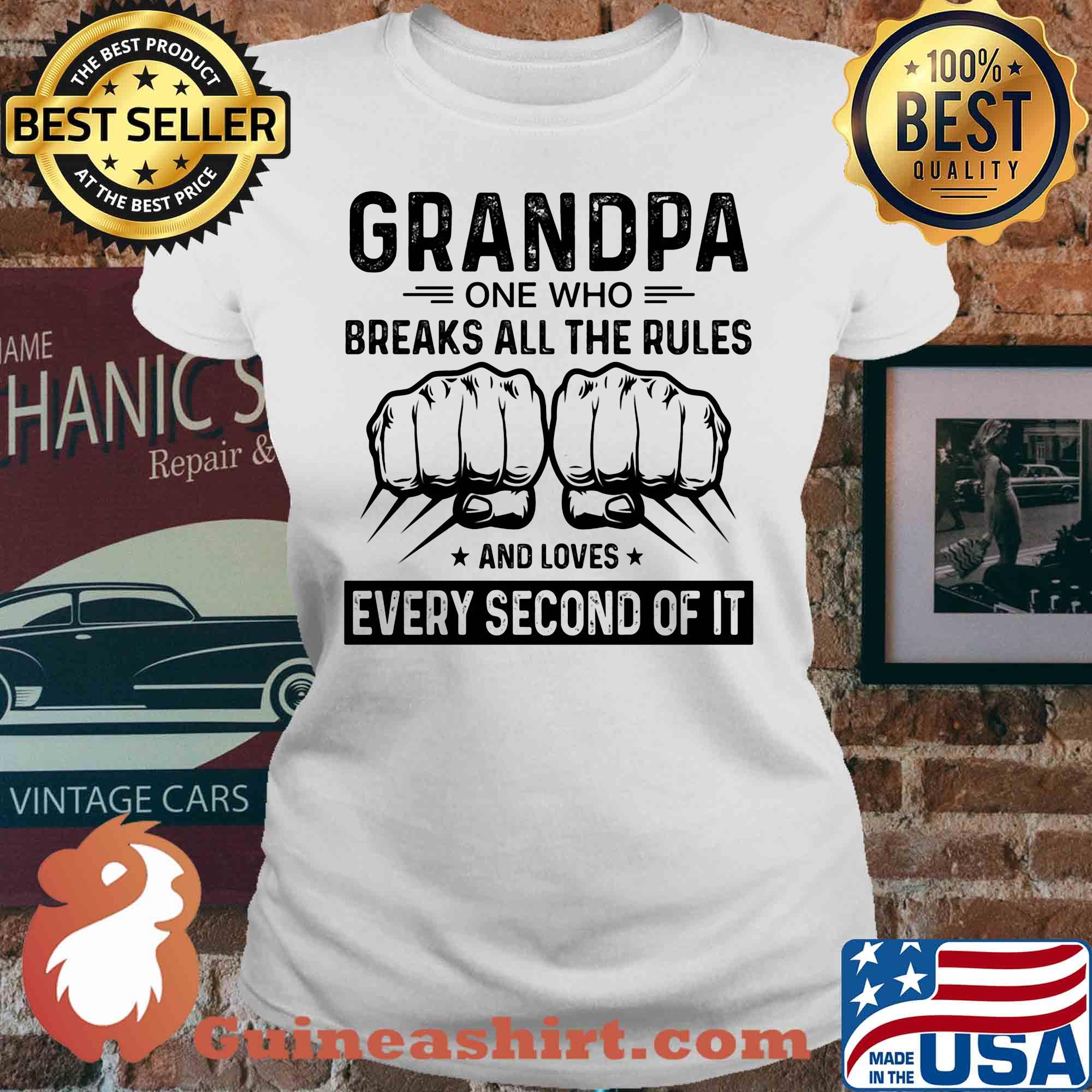 Grandpa one who breaks all the rules and loves every second of it hand s V-neck