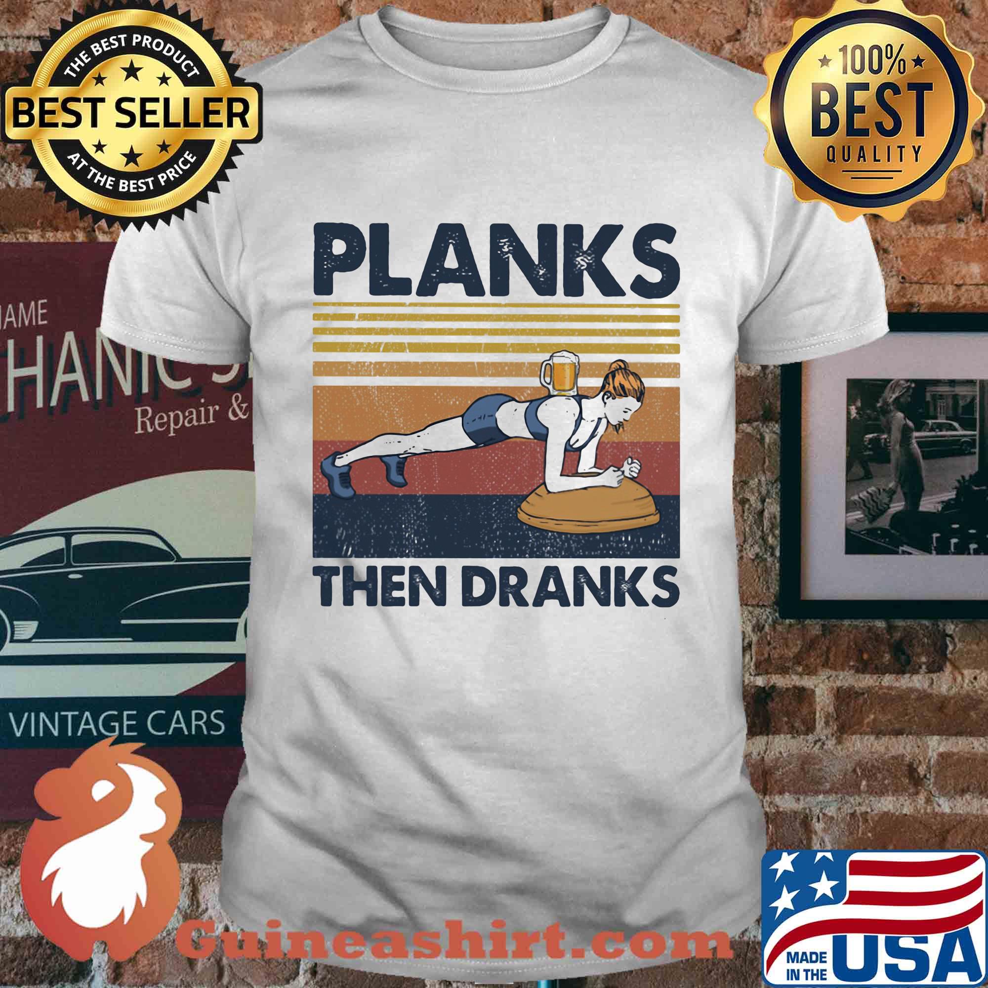 Gymnastics planks then dranks vintage retro shirt
