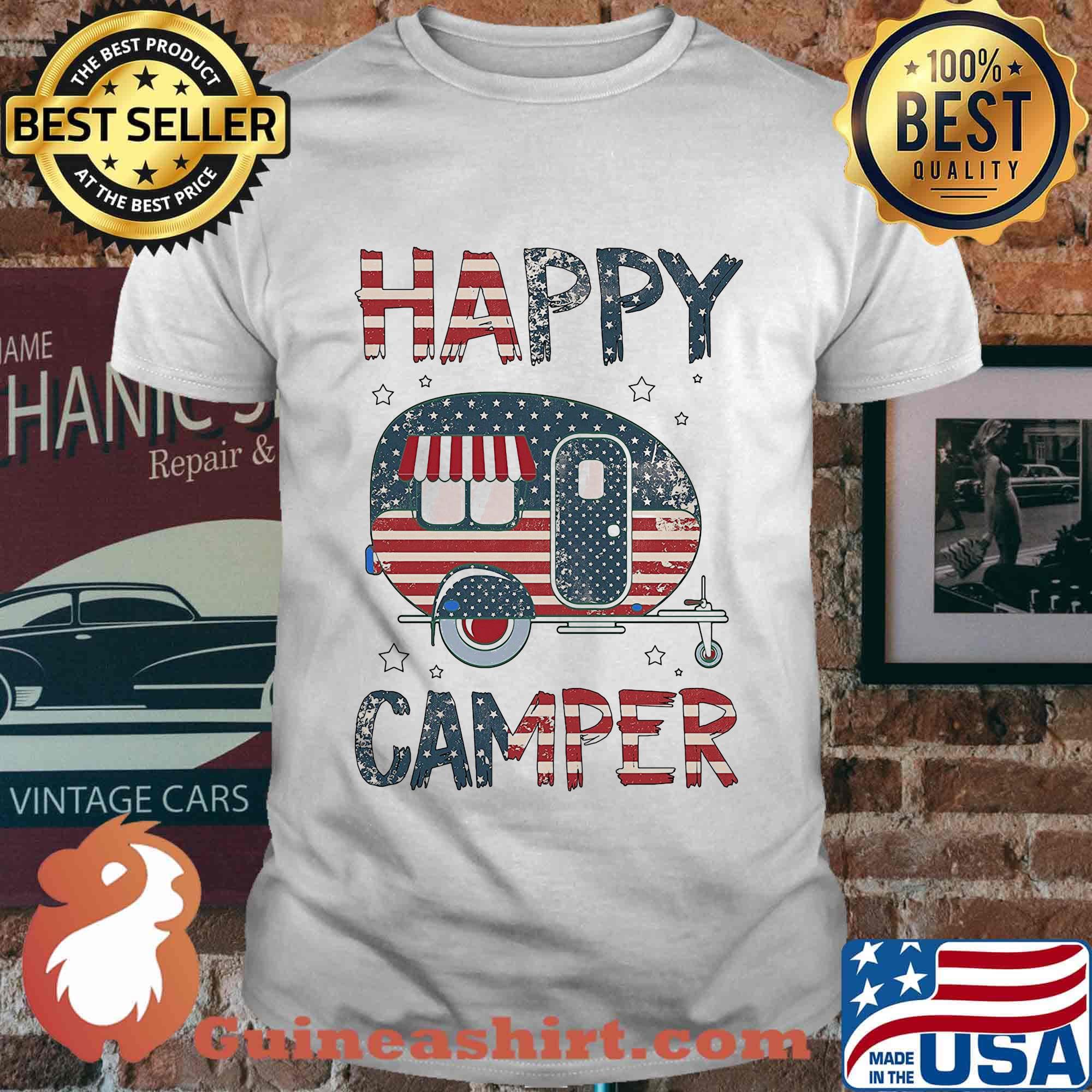 Happy Camper American flag shirt
