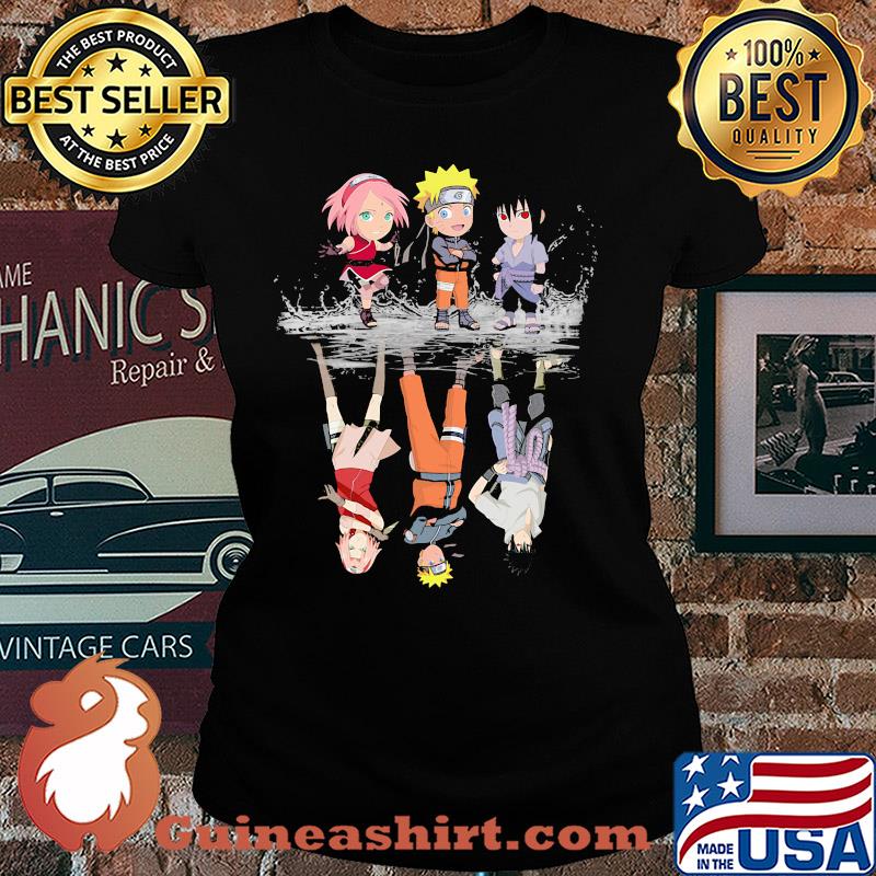 Haruno sakura uzumaki naruto and uchiha sasuke chibi water reflection s Ladies tee