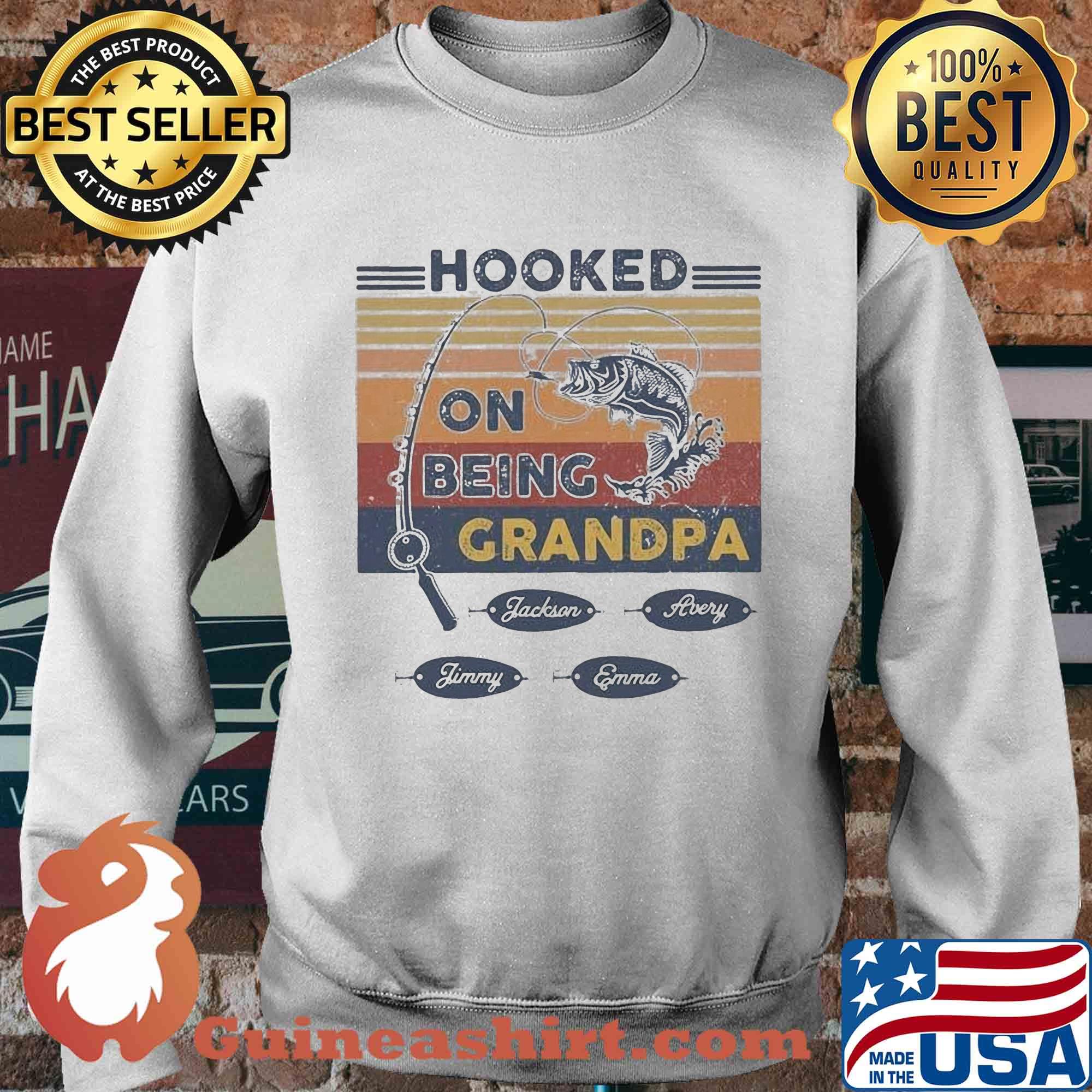 Hooked on being grandpa fishing vintage s Sweater
