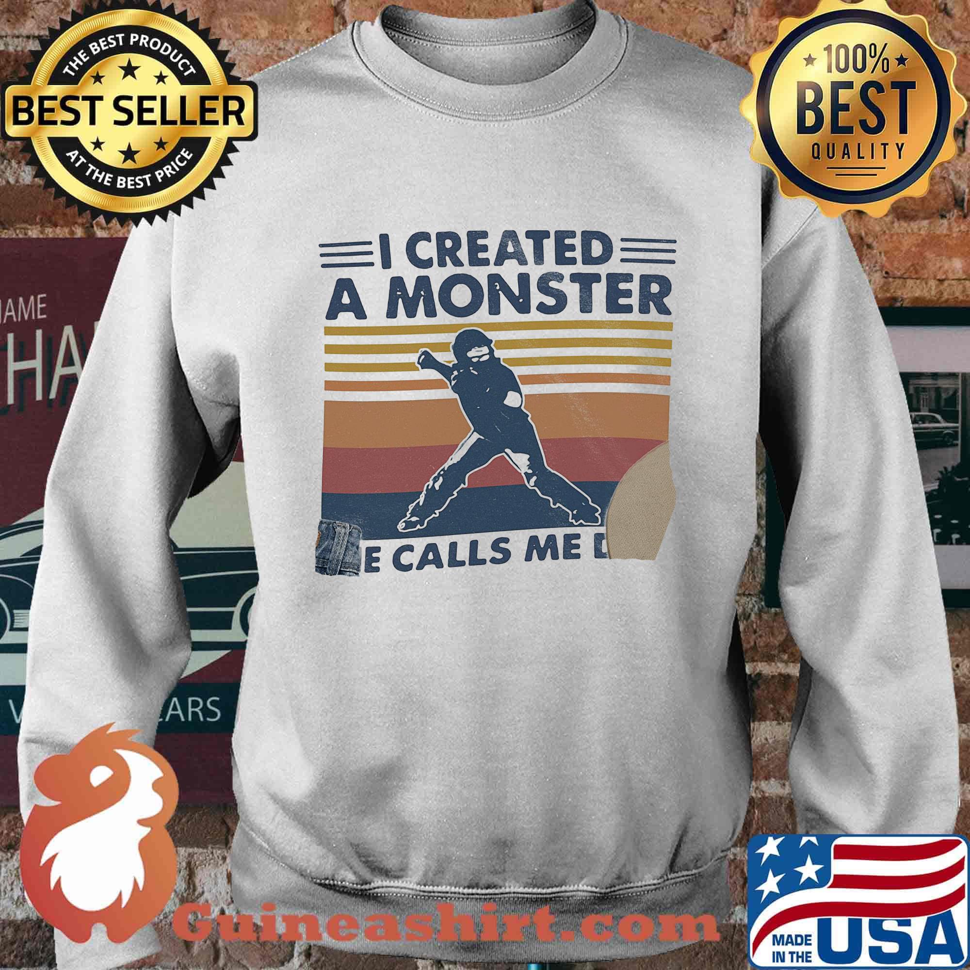 I created a monster she calls me dad vintage retro s Sweater