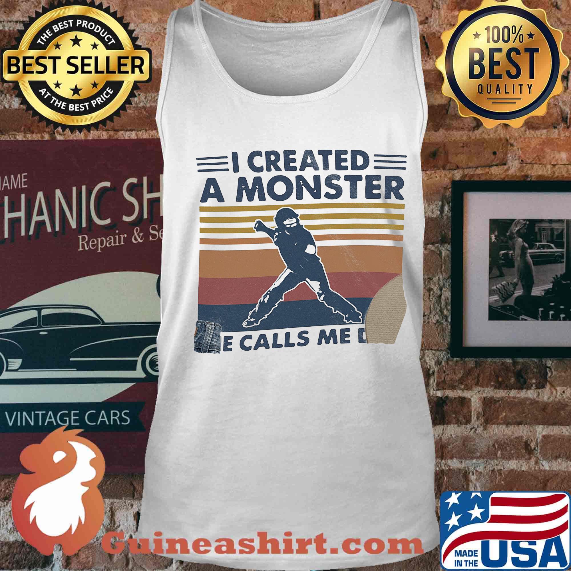 I created a monster she calls me dad vintage retro s Tank top