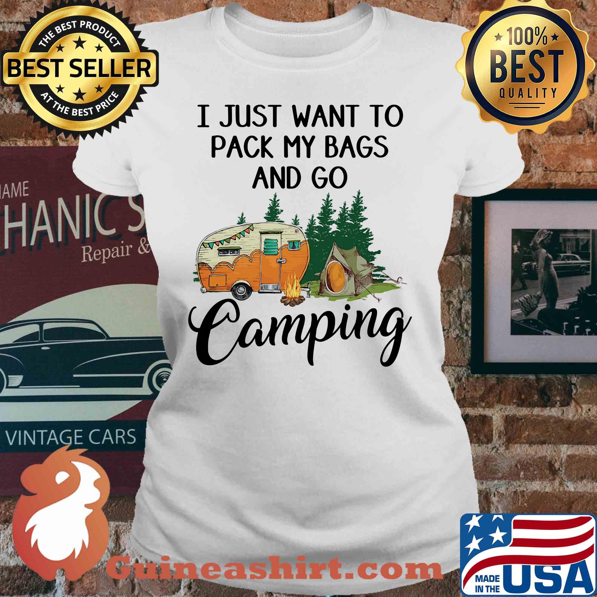 I just want to pack my bags and go camping s V-neck