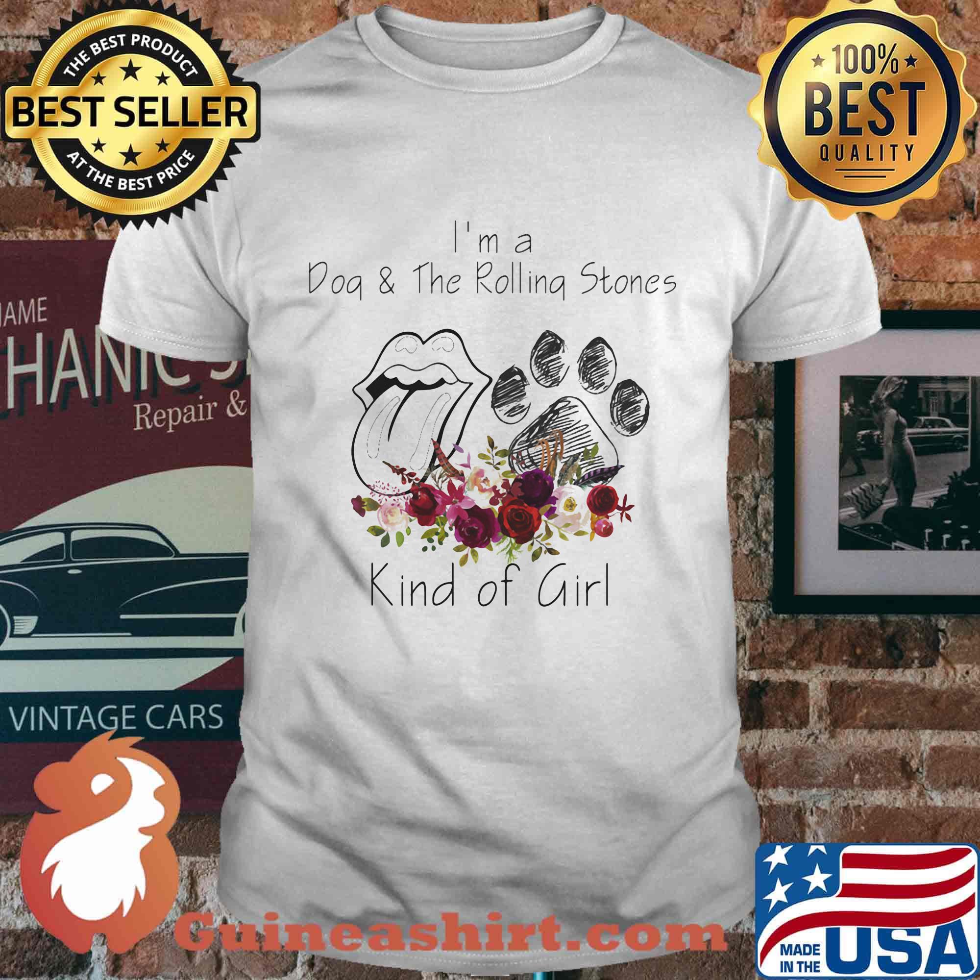I'm a dog and the rolling stones kind of girl flowers shirt